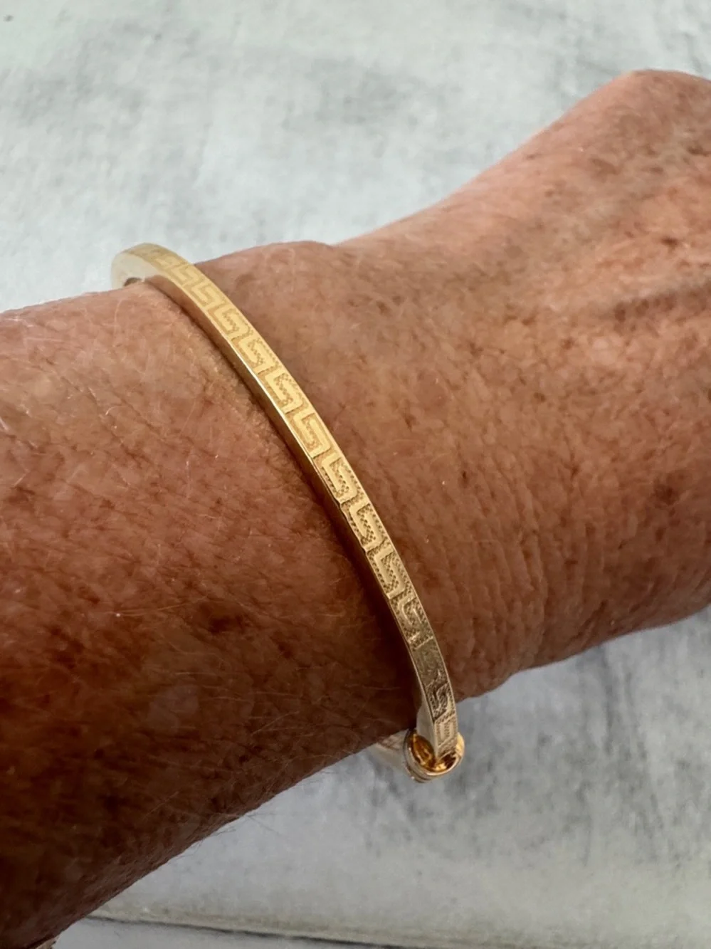 MIA FIORE Gold Plated Bronze Greek Key Dyadema Bangle Bracelet
